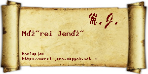 Mérei Jenő névjegykártya